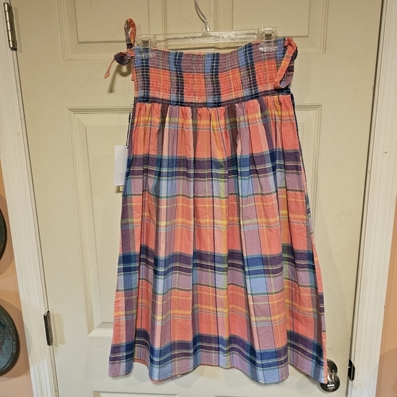 NWT Nation LTD Plaid Primrose Skirt Smocked Waste Side Ties - Picture 5 of 6